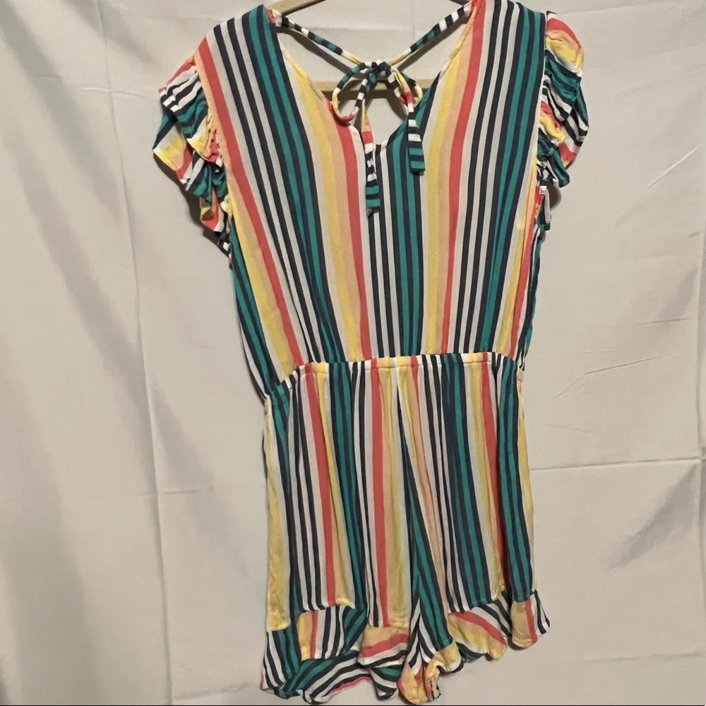 L Ruffles &  Candy Stripes Challis Romper - Picture 9 of 12